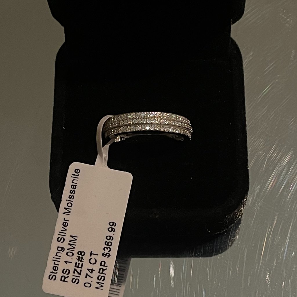 Gorgeous Moissanite Triple Row Pav Band Ring Size 8